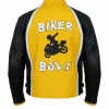 Yellow & Black Leather Racer Jacket 3 Biker Boyz Jacket