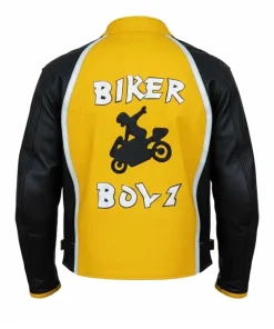 Alternative view of Yellow & Black Leather Racer Jacket