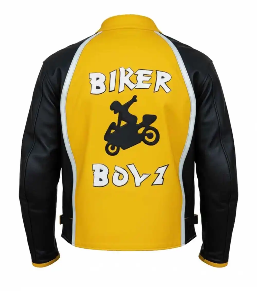 Yellow & Black Leather Racer Jacket 2 Yellow & Black Leather Racer Jacket - Image 2