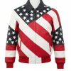 Mens USA Flag Leather Jacket