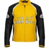 Yellow & Black Leather Racer Jacket