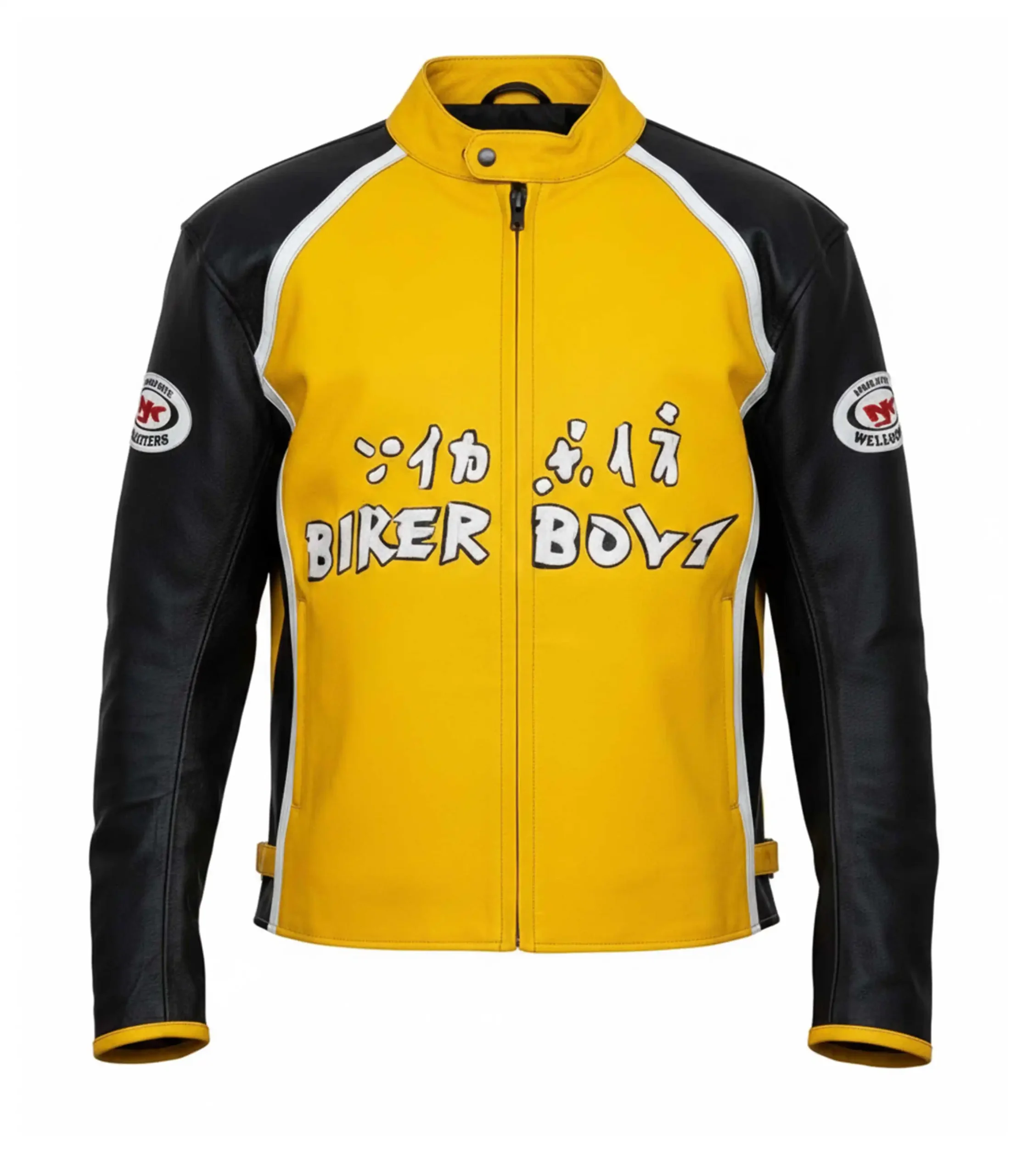 Yellow & Black Leather Racer Jacket