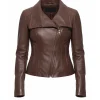 Womens Drape Collar Lyla Motorcycle Leather Jacket