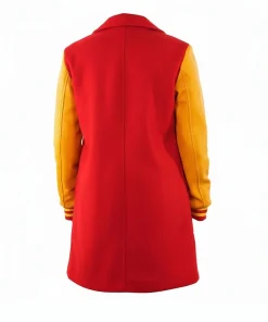Alternative view of Wool Blend Two-Tone Yellow & Red Trench Coat
