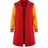 Wool Blend Two-Tone Yellow & Red Trench Coat