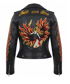 RE Fire & Flame Womens Biker Leather Jacket