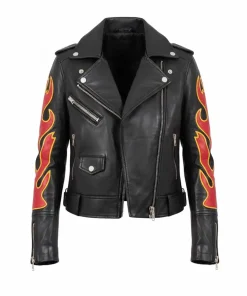 Alternative view of RE Fire & Flame Womens Biker Leather Jacket