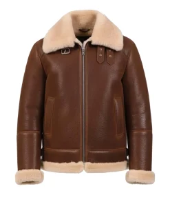 Men’s Brown Sheepskin Urban Aviator Leather Jacket