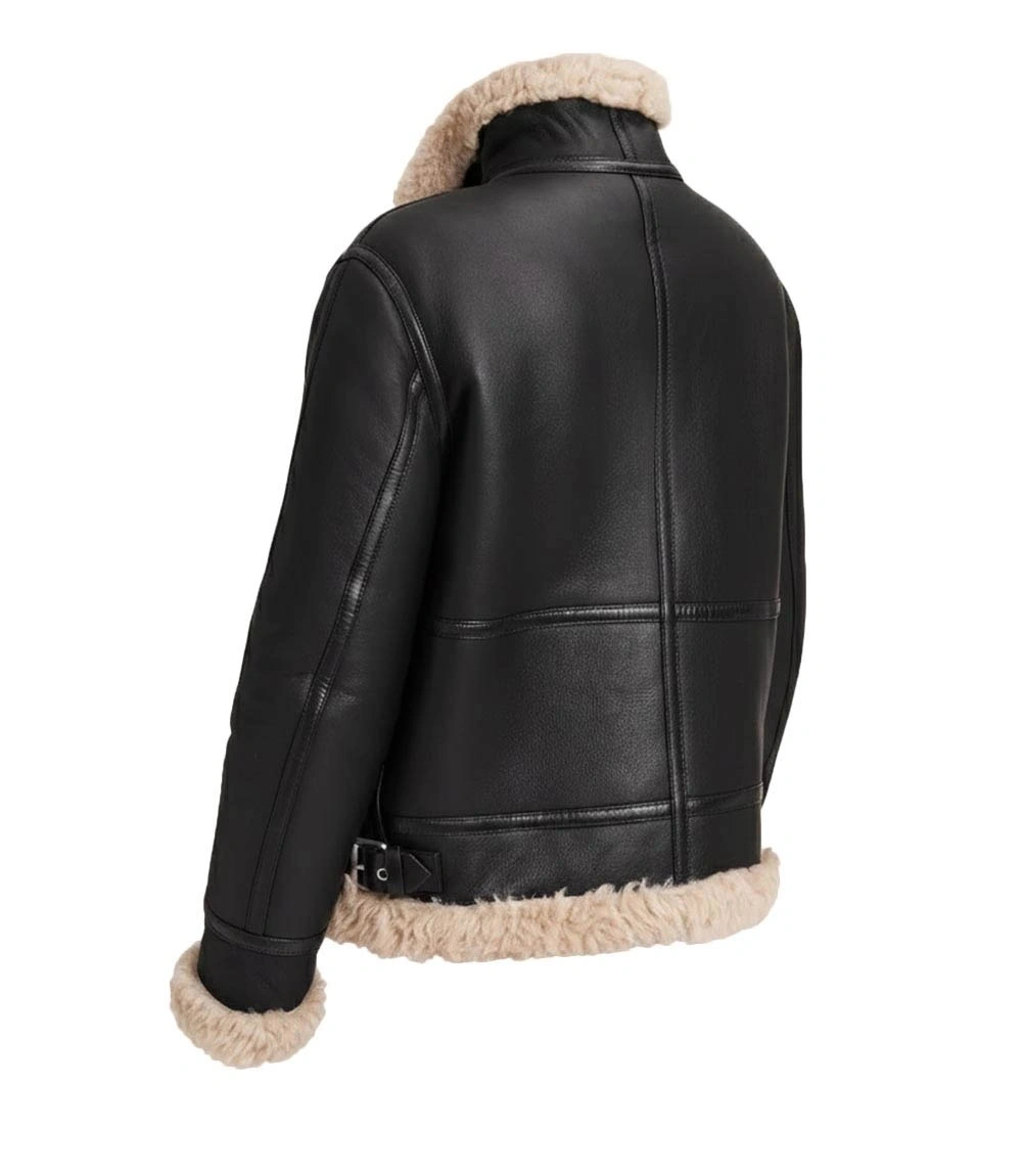 Womens Aviator Sophie Fur Leather Jacket - Image 2
