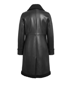 Alternative view of Women's Long Black Leather Jacket with Fur