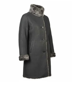Alternative view of Womens Grey Fur Winter Long Leather Jacket