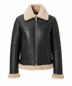 Womens Aviator Sophie Fur Leather Jacket