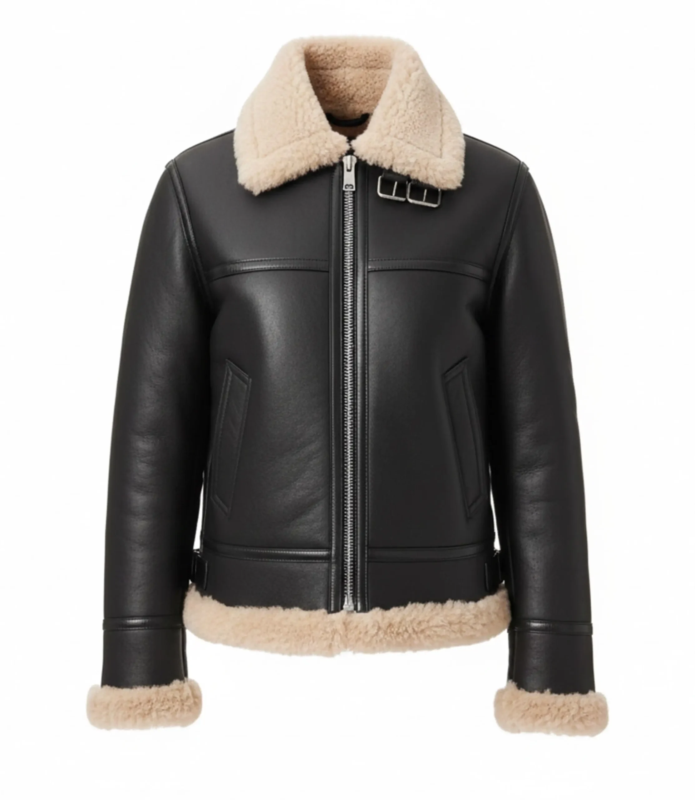 Womens Aviator Sophie Fur Leather Jacket