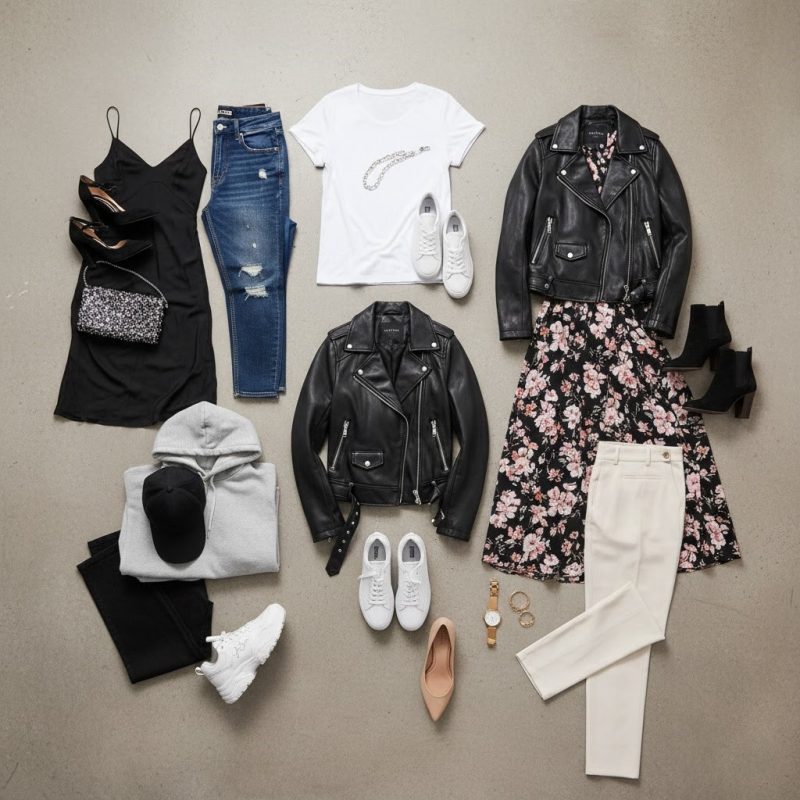Multiple ways to style trending leather jacket with different outfit combinations