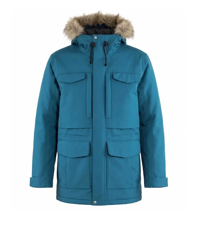 Mens Winter Electric Blue Parka Coat Jacket