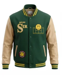 Mens Green Embroidered Sports Tweed Jacket