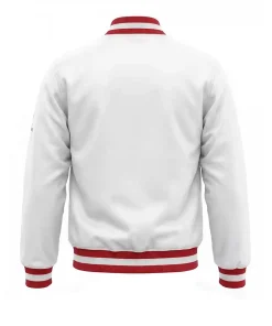 Alternative view of Mens Custom Embroidered Off White Varsity Jacket​