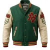 Mens Custom AV Green Letterman Jacket​