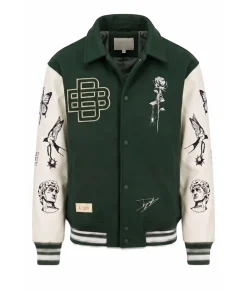 Mens Renaissance Art Collegiate Green Varsity Jacket