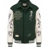 Mens Renaissance Art Collegiate Green Varsity Jacket
