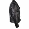 Mens MB Black Leather Motorcycle Jacket - Image 2
