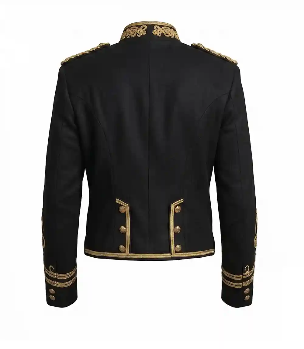 Mens MJ Black Braided Military Hussar Jacket - Image 2