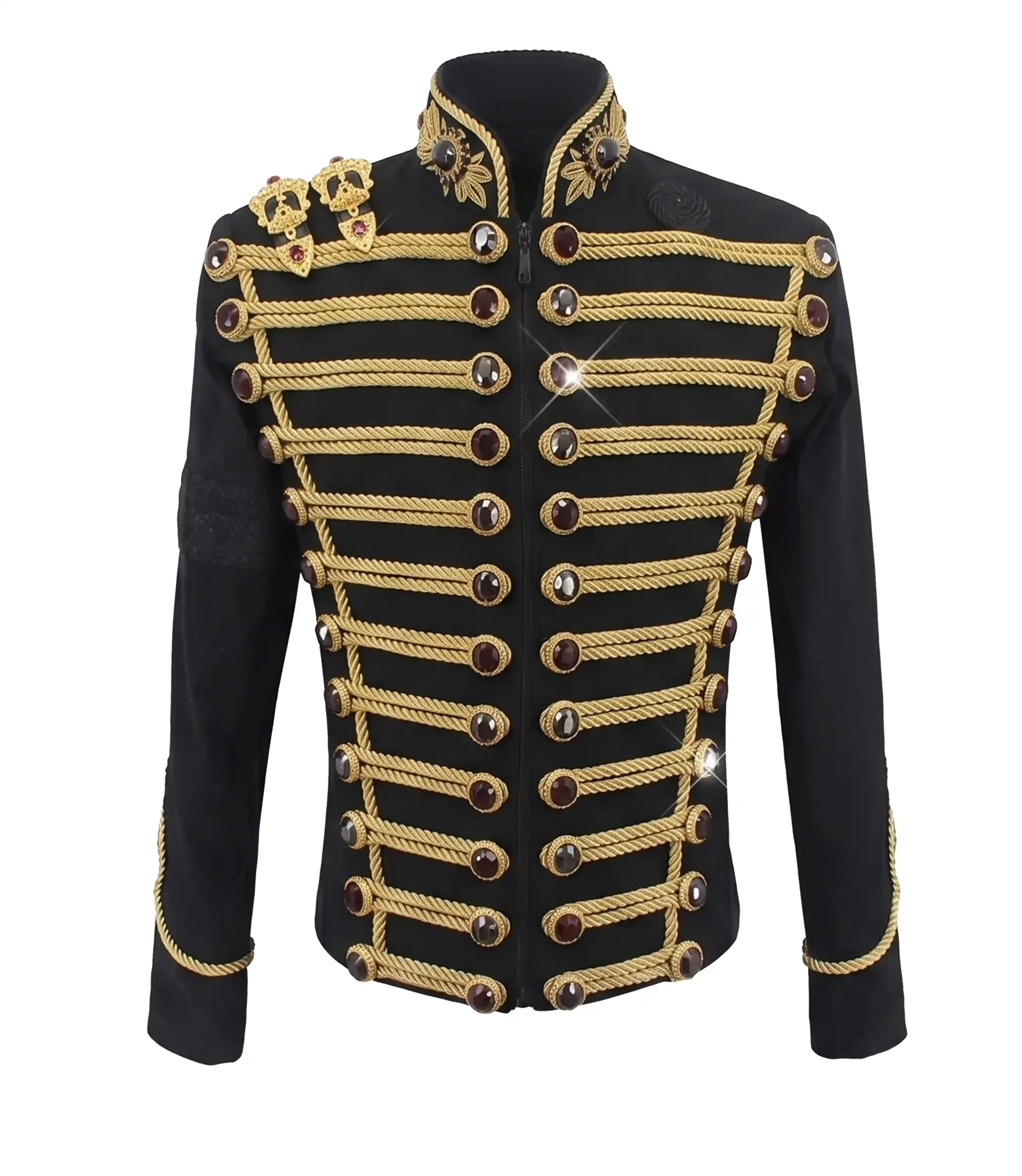 Get yourself this handmade black hussar jacket and let the aura of Michael Jackson military jacket take you on! Black braided style – ideal costume for parade