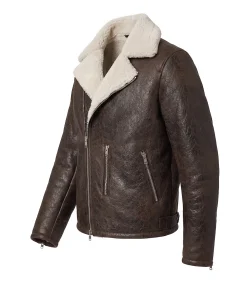 Alternative view of Mens Brown Sheepskin Shearling Bomber Jacket
