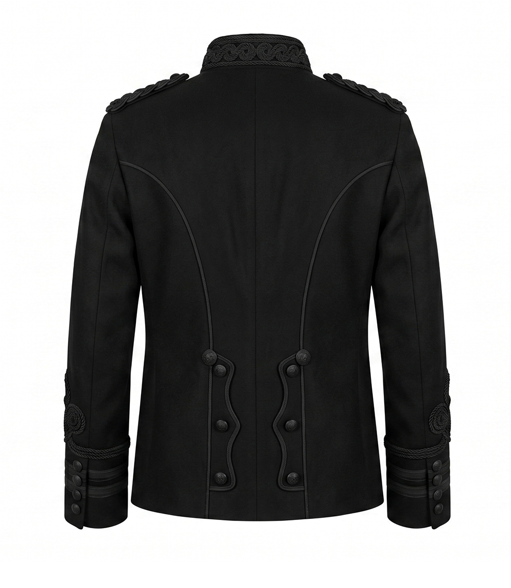 Mens MJ Black Braided Military Hussar Jacket - Image 2