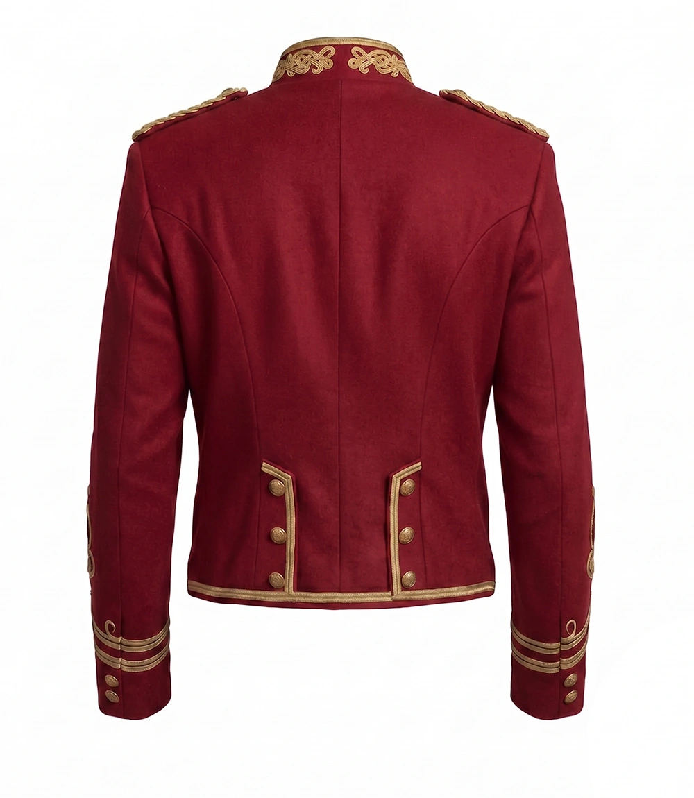 Mens Wool Red Hussar Military Jacket - Image 2
