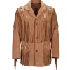 Mens Cowboy Brown Suede Fringe Jacket