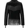 Mens Cowboy Black Suede Fringe Jacket - Image 2