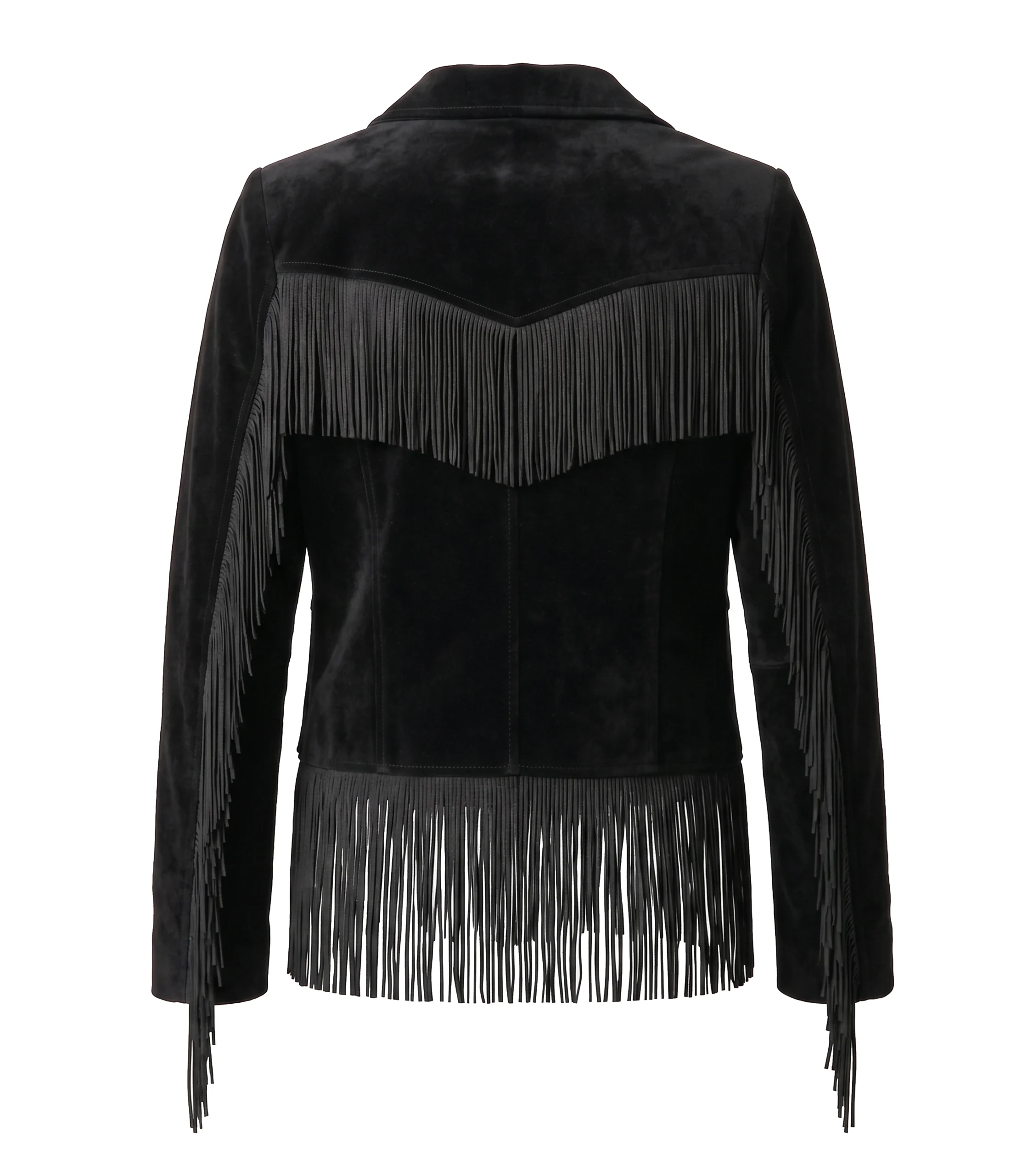 Mens Cowboy Black Suede Fringe Jacket - Image 2