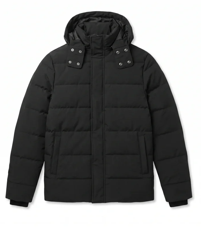 Mens Lightweight Black Hooded Puffer Jacket