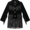 Mens Cowboy Black Suede Fringe Jacket