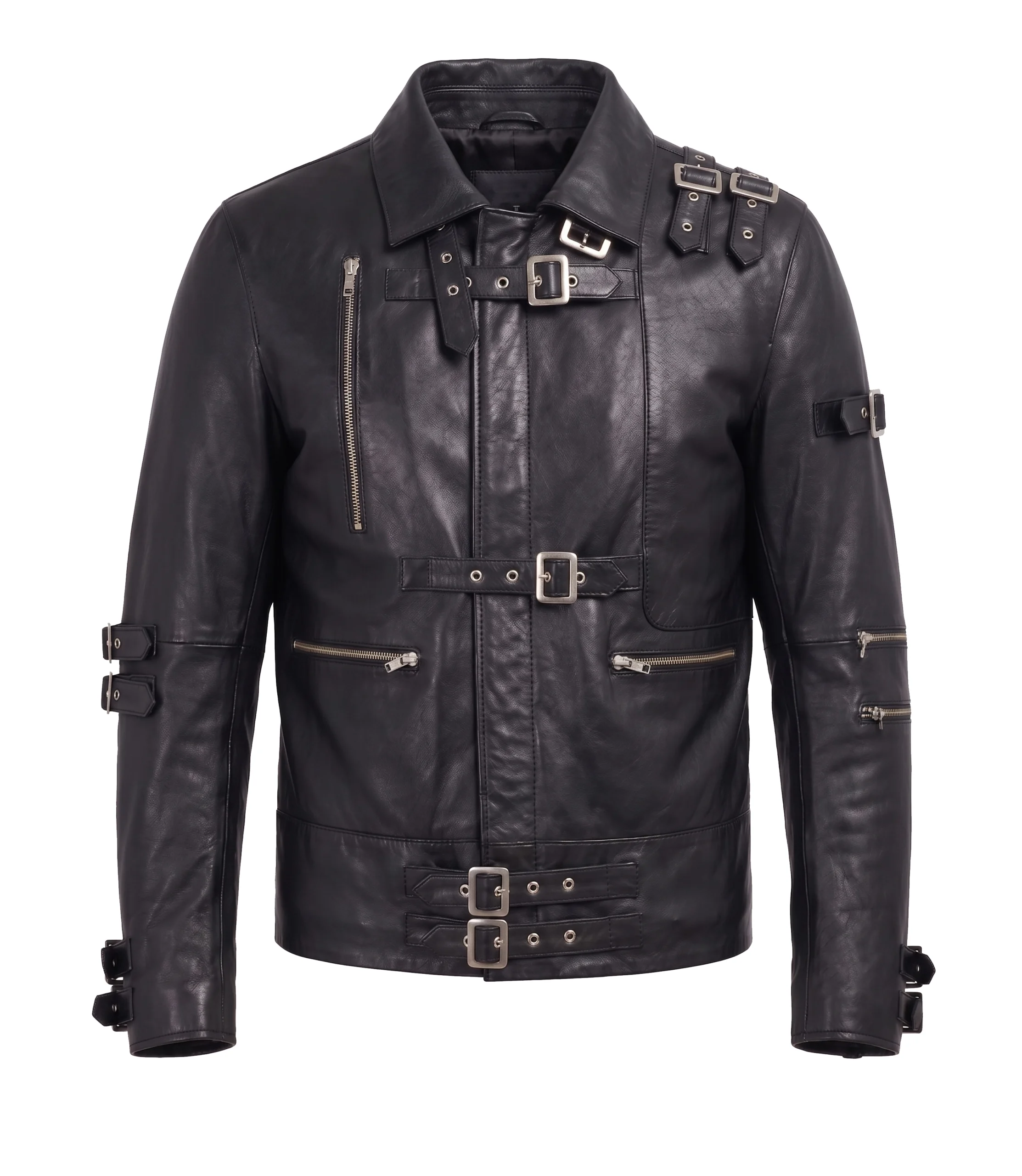 Mens MJ Black Leather World Tour Bad Jacket