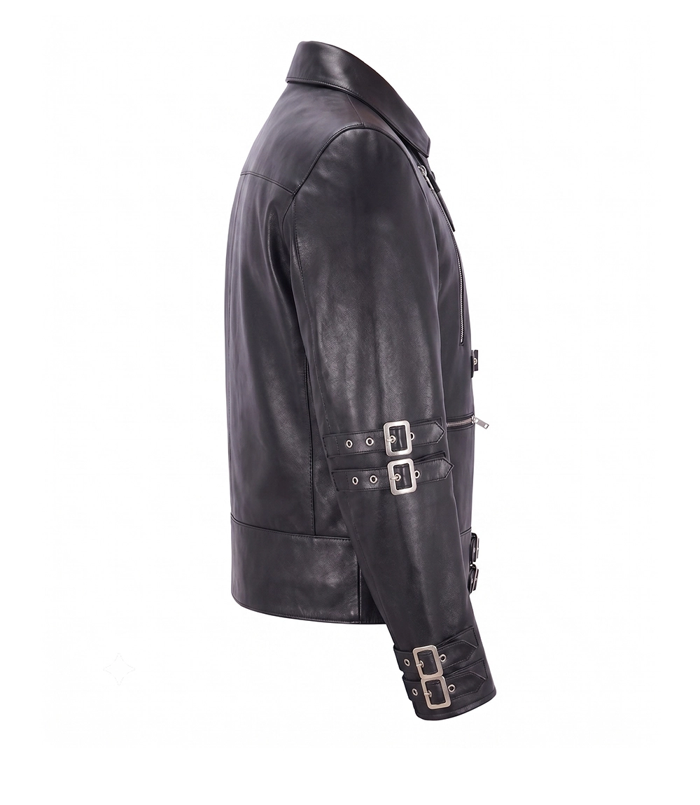 Mens MJ Black Leather World Tour Bad Jacket - Image 2