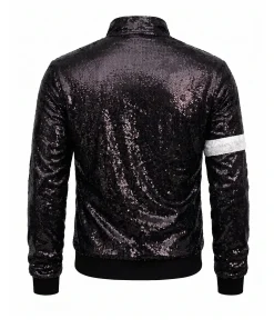 Alternative view of Mens MJ Black Sequin Bomber Jacket