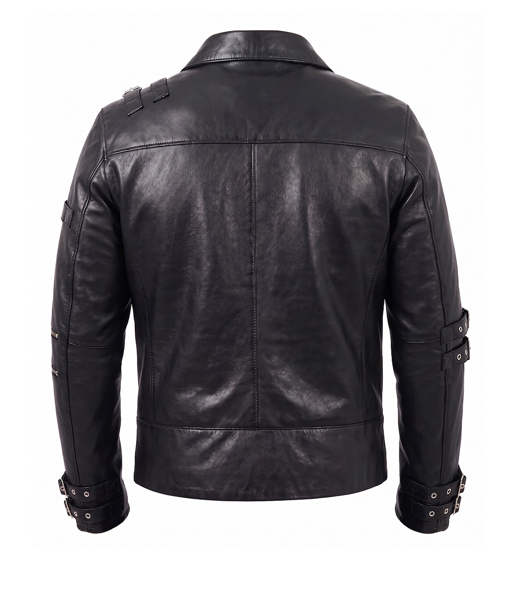 Mens MJ Black Leather World Tour Bad Jacket - Image 3