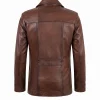 Mens Nadal Waxed Cowhide Leather Blazer Coat - Image 2