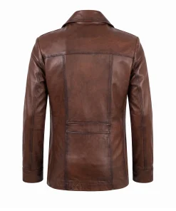 Alternative view of Mens Nadal Waxed Cowhide Leather Blazer Coat