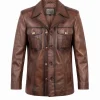 Mens Nadal Waxed Cowhide Leather Blazer Coat