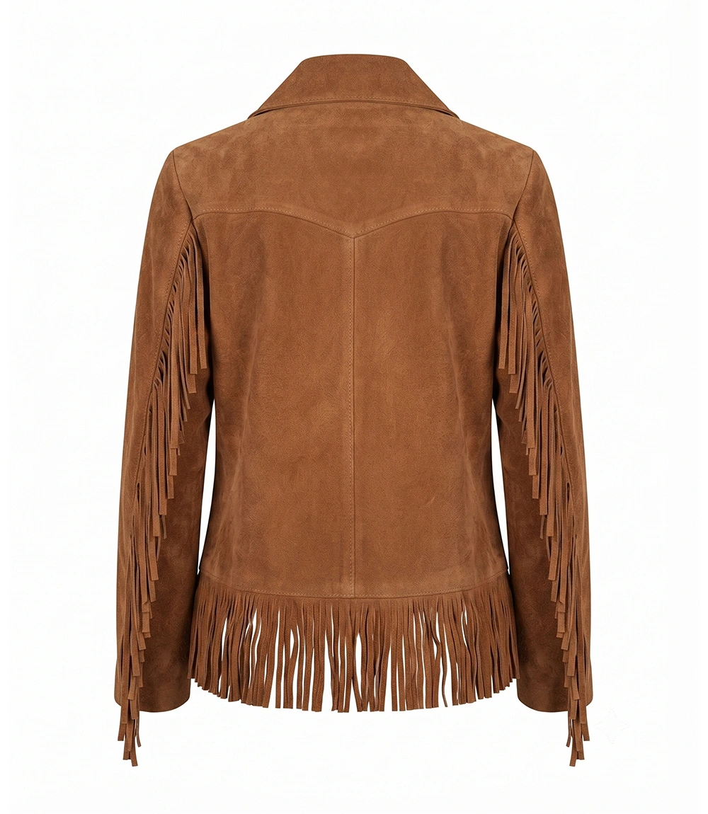 Womens Suede Fringe Vintage Cowboys Jacket - Image 2