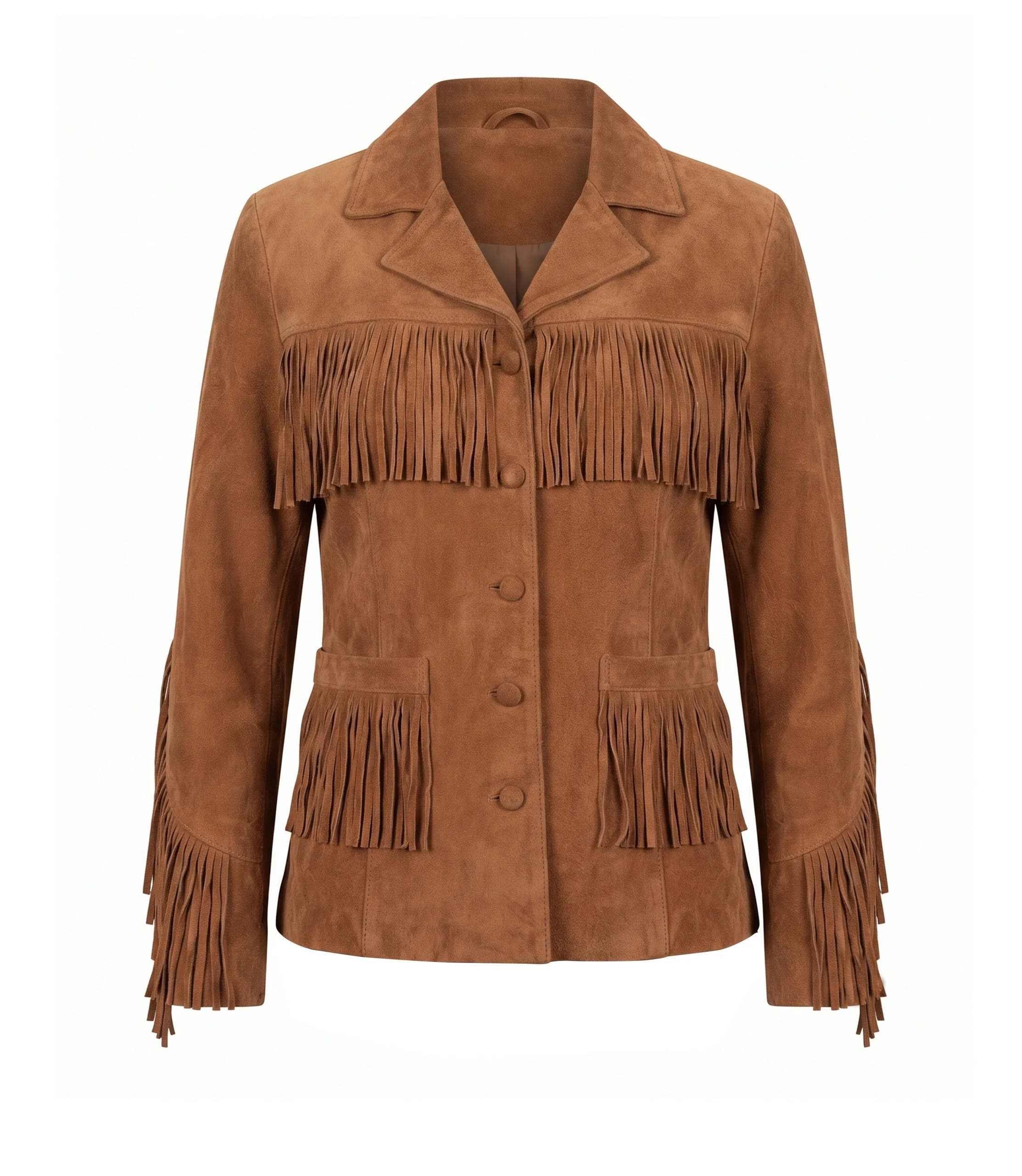 Womens Suede Fringe Vintage Cowboys Jacket