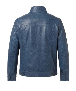 Alternative view of Mens Rig Trucker Blue Leather Jacket