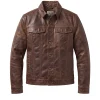 Mens Slayer Distressed Trucker Leather Jacket