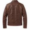 Mens Slayer Distressed Trucker Leather Jacket - Image 2