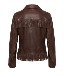 Alternative view of Womens Fringe Brown Cowboy Leather Jacket