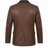 Leather Blazer with Black Notch Lapel - Image 2