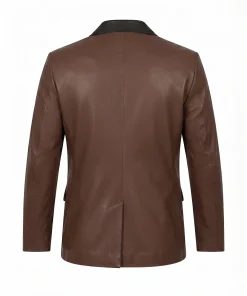 Alternative view of Leather Blazer with Black Notch Lapel